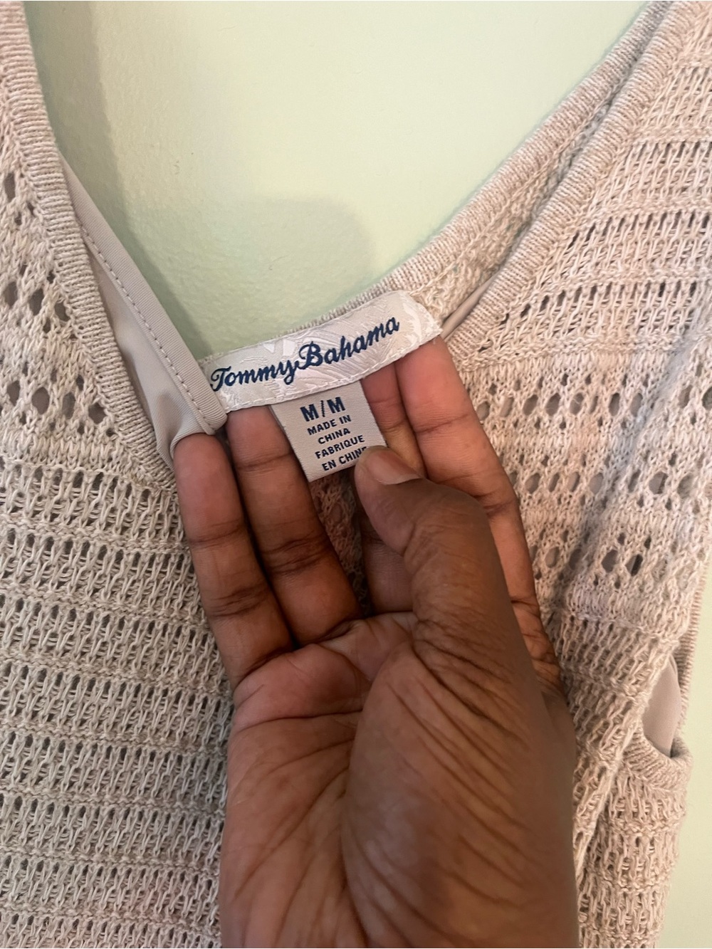 Tommy Bahama Beige Knit V-Neck Sleeveless Dress - Picture 5 of 7